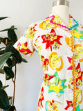 Emmanuel Ungaro Floral Print Shirtdress with Rickrack Trim | XS