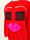 Face Sweatshirt | Red with Blonde Eyebrows | Medium