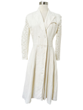 Off White Linen Dress with Lace Sleeves | Medium