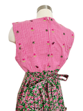 Handmade Gingham & Floral Cotton Maxi Dress | Medium