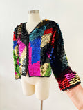 Colorful Silk Paillette Jacket | Medium