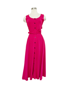 Magenta Jersey Cotton Belted Dress | Large