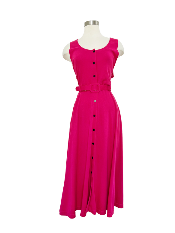 Magenta Jersey Cotton Belted Dress | Large