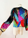 Colorful Silk Paillette Jacket | Medium