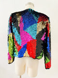 Colorful Silk Paillette Jacket | Medium