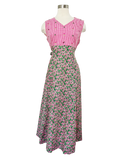 Handmade Gingham & Floral Cotton Maxi Dress | Medium