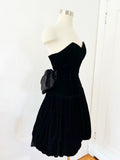 Black Velvet Dress with Bubble Hem | XS
