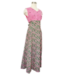 Handmade Gingham & Floral Cotton Maxi Dress | Medium