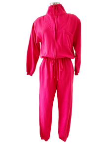 Magenta Pink Sweatshirt Jumpsuit | Large
