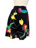 Black Tropical Print Rayon Shorts | Medium
