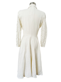 Off White Linen Dress with Lace Sleeves | Medium