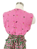 Handmade Gingham & Floral Cotton Maxi Dress | Medium