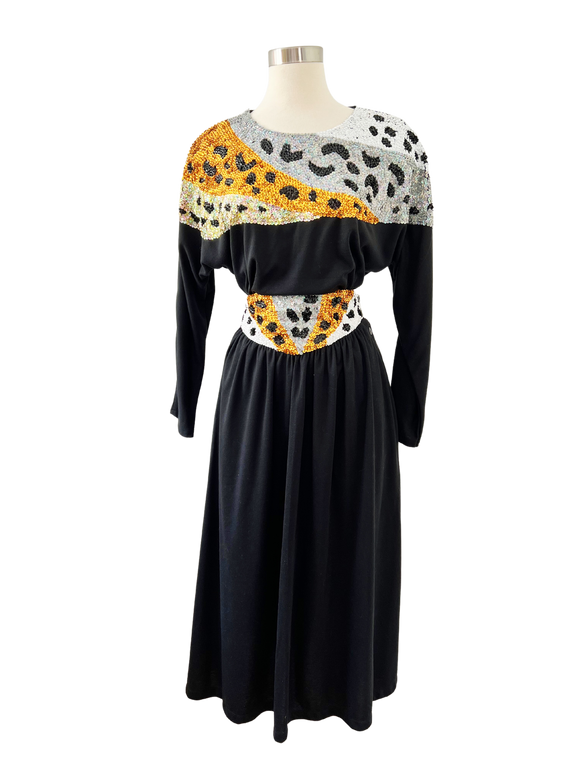 Sequin Animal Print Skirt Set M|L