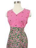 Handmade Gingham & Floral Cotton Maxi Dress | Medium