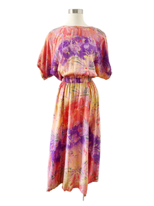 Starina Floral Tie Dye Print Dress | Large