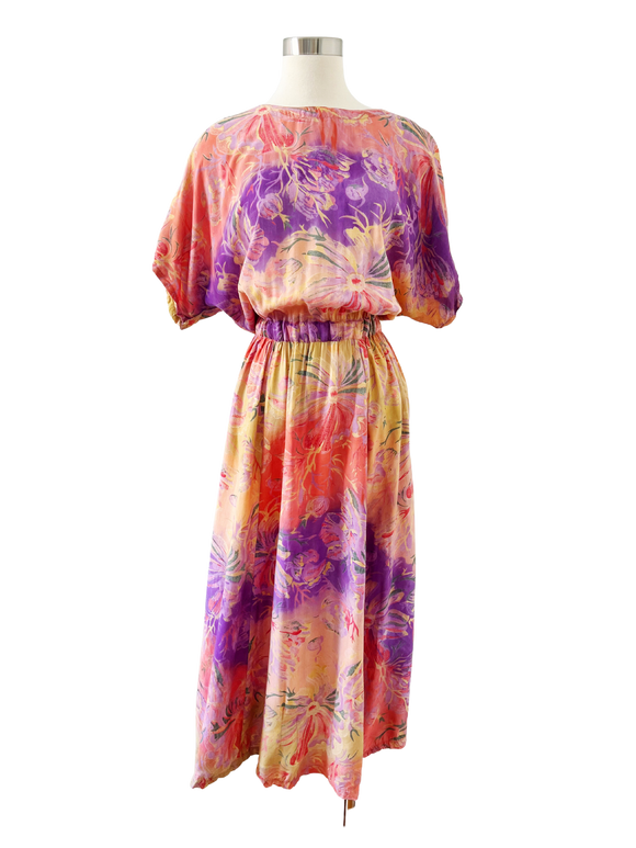 Starina Floral Tie Dye Print Dress | Large