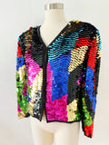 Colorful Silk Paillette Jacket | Medium