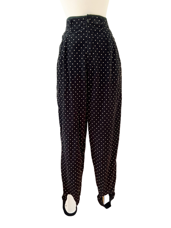 Polka Dot Corduroy Stirrup Pants | Medium