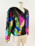 Colorful Silk Paillette Jacket | Medium