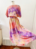 Starina Floral Tie Dye Print Dress | Large