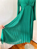 Forest Green Chevron Midi Dress - NOT VINTAGE | Size 10