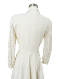 Off White Linen Dress with Lace Sleeves | Medium