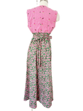 Handmade Gingham & Floral Cotton Maxi Dress | Medium