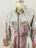Silver Sequin Fringed Dress Coat NWT - NOT VINTAGE| Large