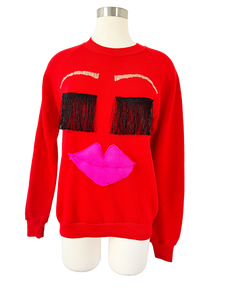 Face Sweatshirt | Red with Blonde Eyebrows | Medium