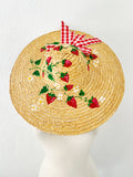 Hand Painted Strawberry Straw Hat | Large
