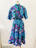 Together! Floral and Paisley Print Cotton Shirt Dress | Large