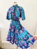 Together! Floral and Paisley Print Cotton Shirt Dress | Large