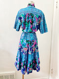 Together! Floral and Paisley Print Cotton Shirt Dress | Large
