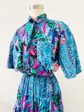 Together! Floral and Paisley Print Cotton Shirt Dress | Large