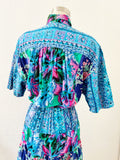 Together! Floral and Paisley Print Cotton Shirt Dress | Large