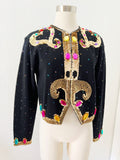 Fran Fine Coded Sequin and Jewel Embellished Cardigan | Large
