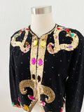 Fran Fine Coded Sequin and Jewel Embellished Cardigan | Large