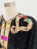 Fran Fine Coded Sequin and Jewel Embellished Cardigan | Large