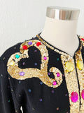 Fran Fine Coded Sequin and Jewel Embellished Cardigan | Large