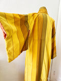 Golden Ombre Striped Silk Kimono Robe | Large
