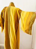 Golden Ombre Striped Silk Kimono Robe | Large