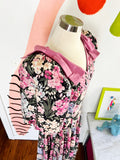 Leslie Lucks Pink Floral Cotton Dress | Medium