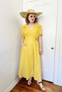 Saks Fifth Avenue Mustard Yellow Linen Dress | XL