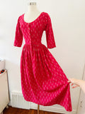 Red Cotton Full Skirt Dress | Medium