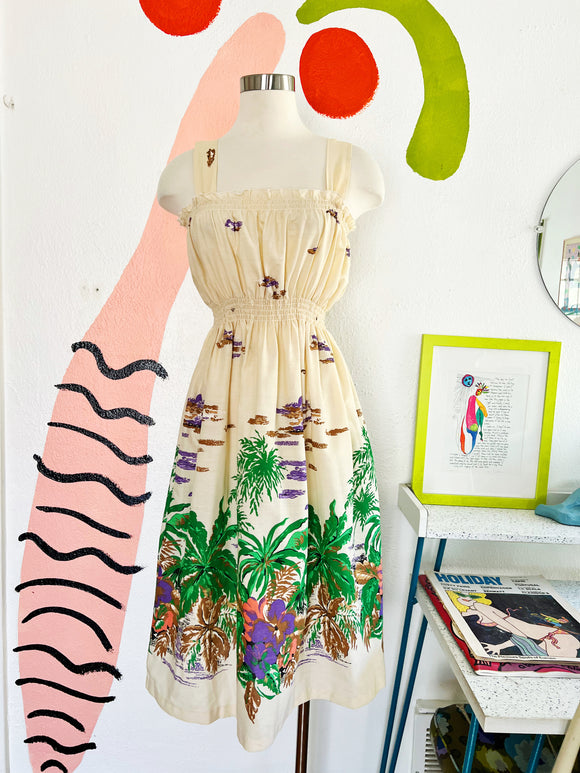 Tropical Print Smocked Sundress S|M