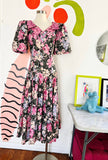 Leslie Lucks Pink Floral Cotton Dress | Medium