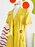 Saks Fifth Avenue Mustard Yellow Linen Dress | XL