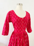Red Cotton Full Skirt Dress | Medium
