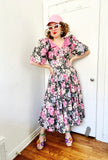 Leslie Lucks Pink Floral Cotton Dress | Medium