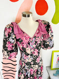 Leslie Lucks Pink Floral Cotton Dress | Medium